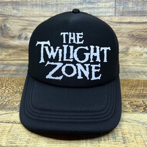The Twilight Zone Mens Trucker Hat Black Snapback 60s Logo Rod Sterling Ball Cap - Picture 2 of 8